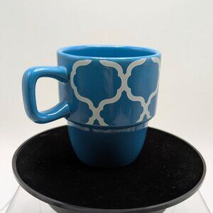 Crofton Stackable Blue White Geometric Pattern Coffee Mug 14 Fl Oz
